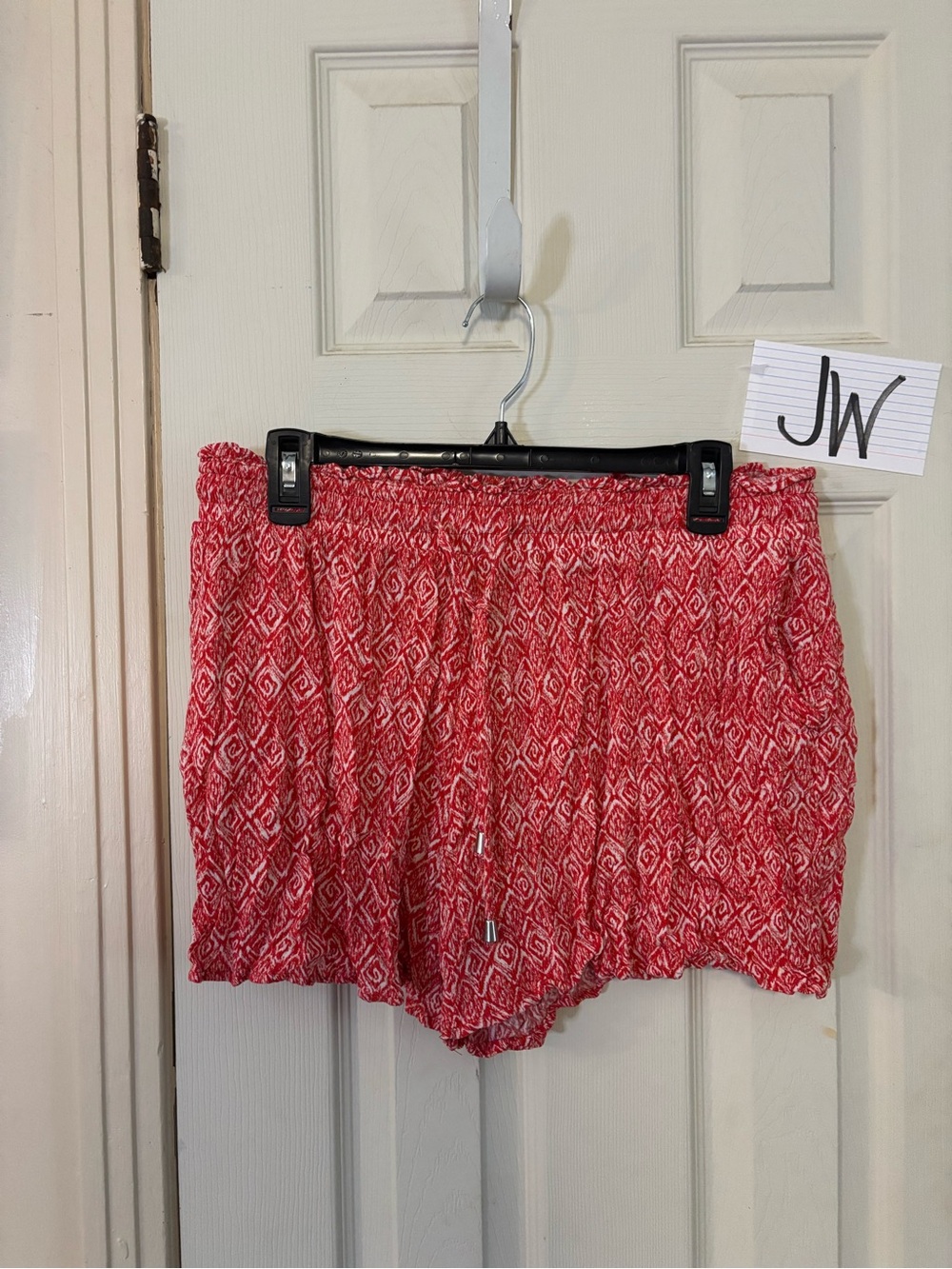 Maurices Red Patterned Elastic Waist Drawstring Shorts